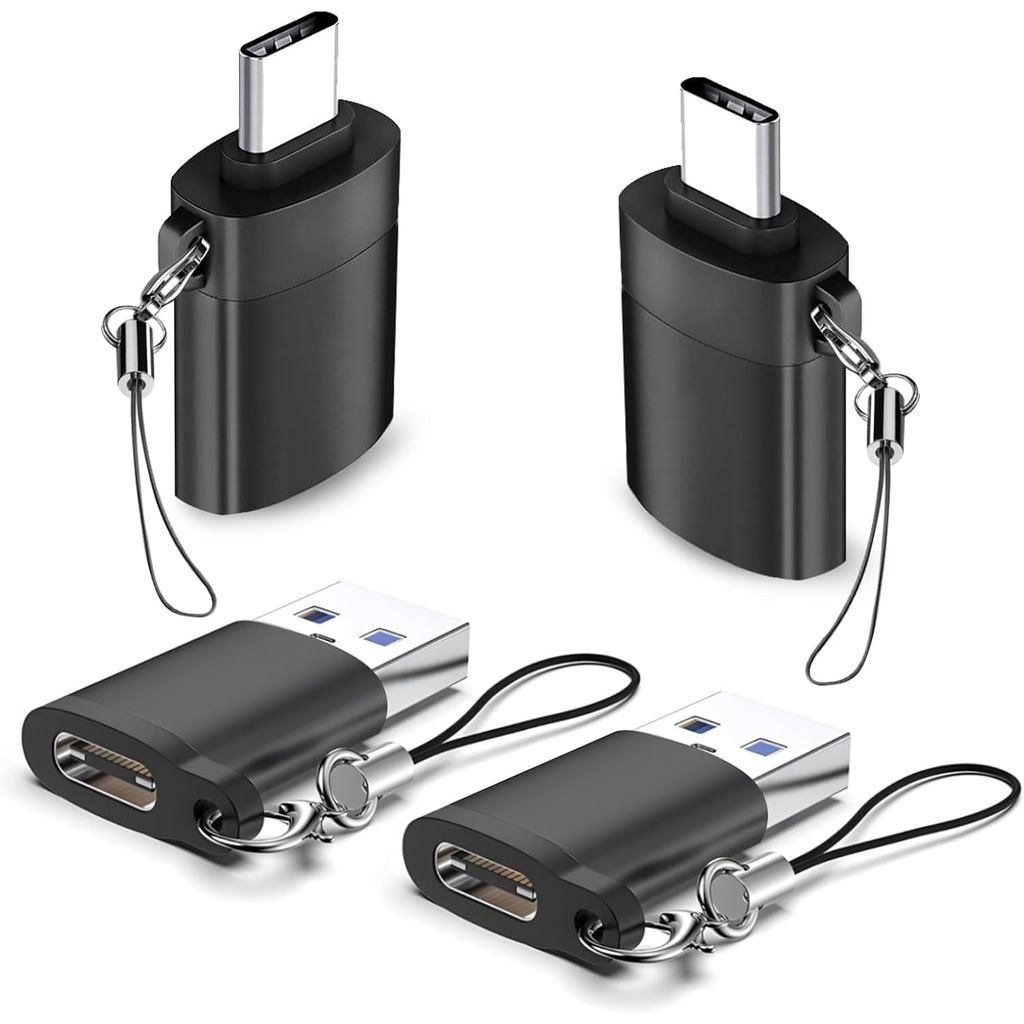อะแดปเตอร์ USB เป็น USB C 4 แพ็ค, 2 แพ็คประเภท C หญิงเป็นชายแปลง, 2 แพ็ค USB C ชาย USB 3.0 หญิง OTG 