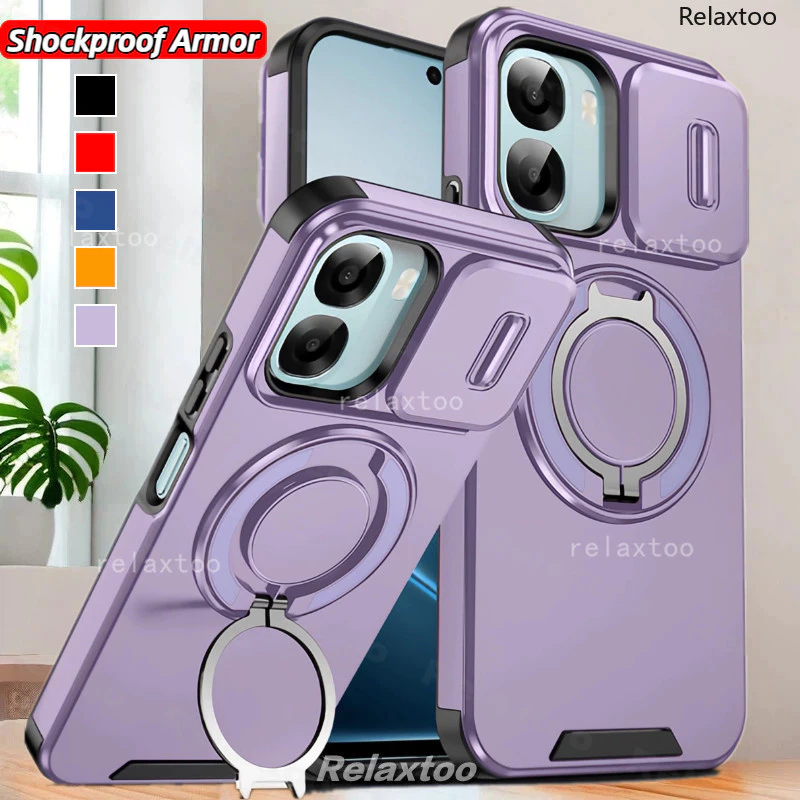 Casing For OPPOA6 OPPO A6 Pro T C S A6C A6X A6T A6S OPPOA6t Pro A6tPro A6Pro OPPOA6s/6X 5G 4G Shockproof Phone Case Metal Armor Ring Bracket Stent Back Push Camera Lens Privacy Protect Holder Back Casing Cover