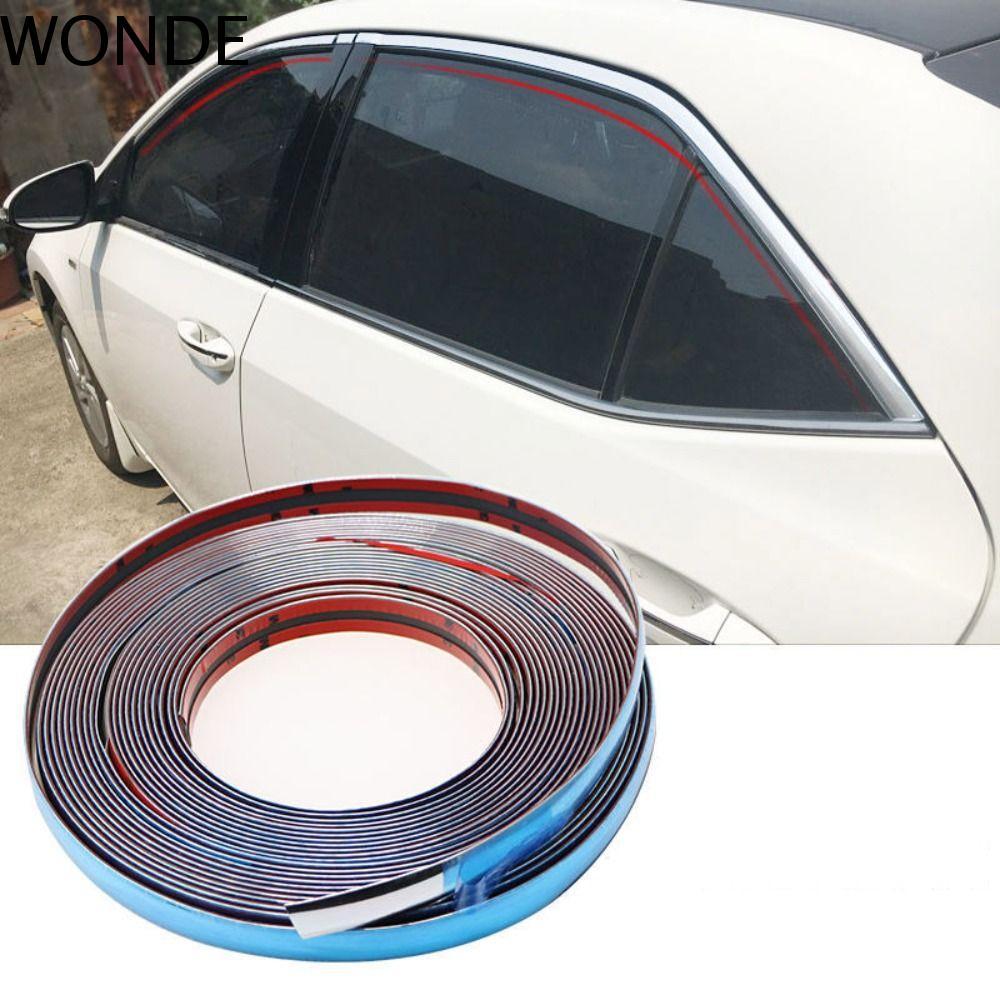 WONDE แถบตกแต่งรถ Universal สติกเกอร์ Guard ภายนอก Trim Anti-collision Strip เงิน 3M จัดแต่งทรงผมรถ 