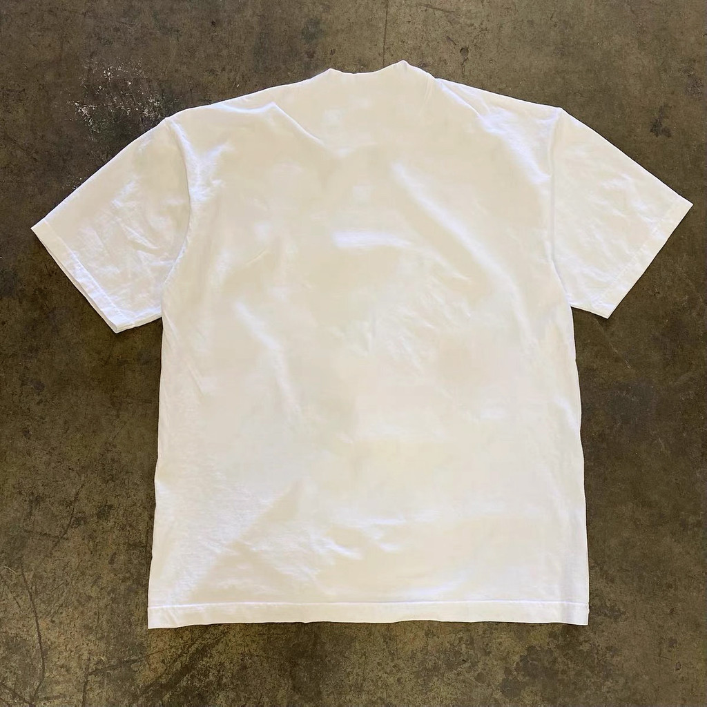 2026230G Heavy Cotton เสื้อยืดผู้ชายอเมริกัน Casual Luxury Letter สร้อยคอแขนสั้นหลวมรอบคอ Breathable