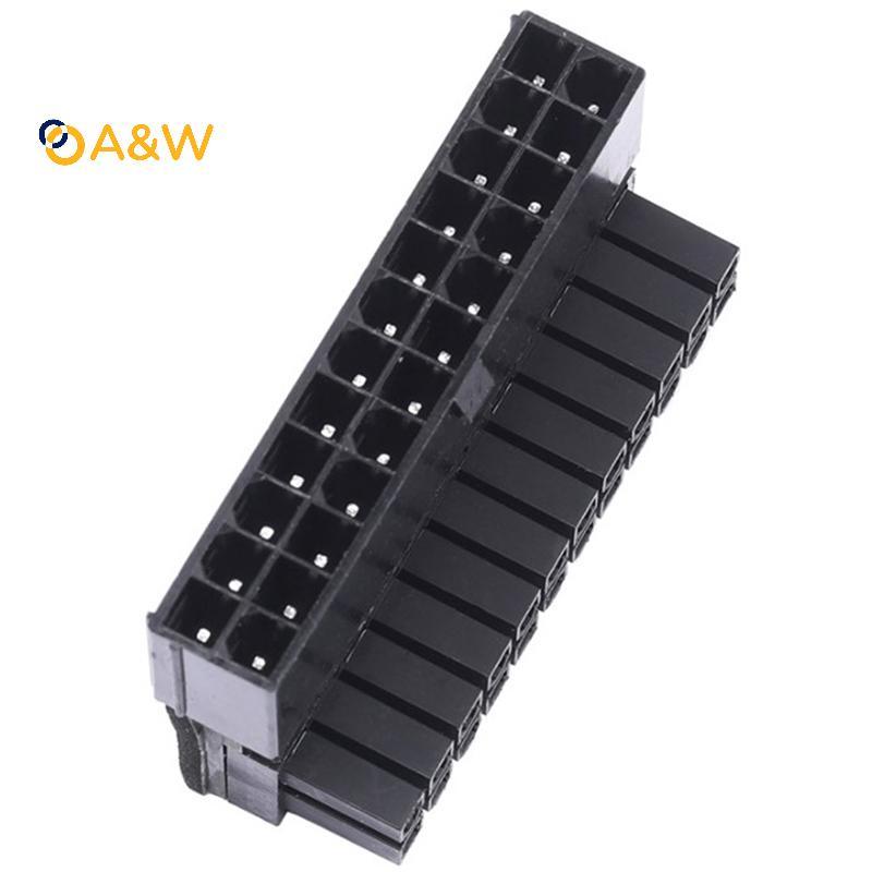 A&W ATX 24Pin 90 องศา 24 pin ถึง 24pin ปลั๊กอะแดปเตอร์เมนบอร์ดเมนบอร์ดตัวเชื่อมต่อไฟ Modular สําหรับ