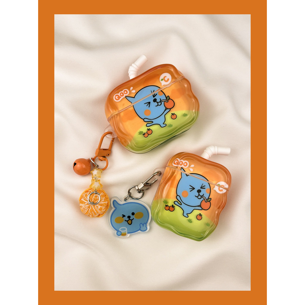 เคส airpods 4 เคส airpods pro 2 Ins Creative Stereo Straw Cool น้ําส้ม airpods4 เคสป้องกัน airpod3 เ
