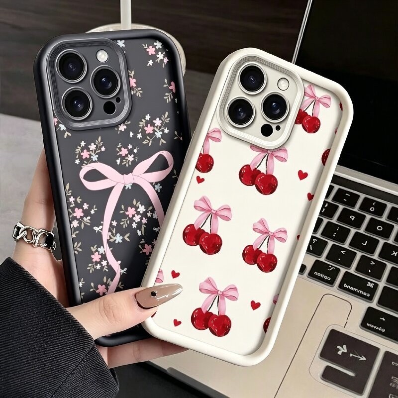น่ารัก Bowknot Cherry สําหรับ VIVO V60 V50 Lite V40 Lite V30 V30E V29E Y400 Y200 V27E V27 V23 V25 PR
