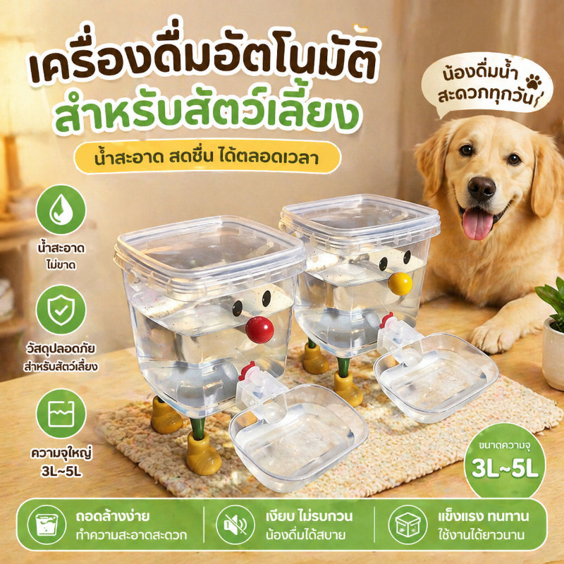 Pet Space new 3L/5Lถังดื่มสัตว์เลี้ยง น้ำพุแมวสัตว์เลี้ยงอัตโนมัติ เงียบมาก น้ำพุแมว แบบใส ปลอดภัย