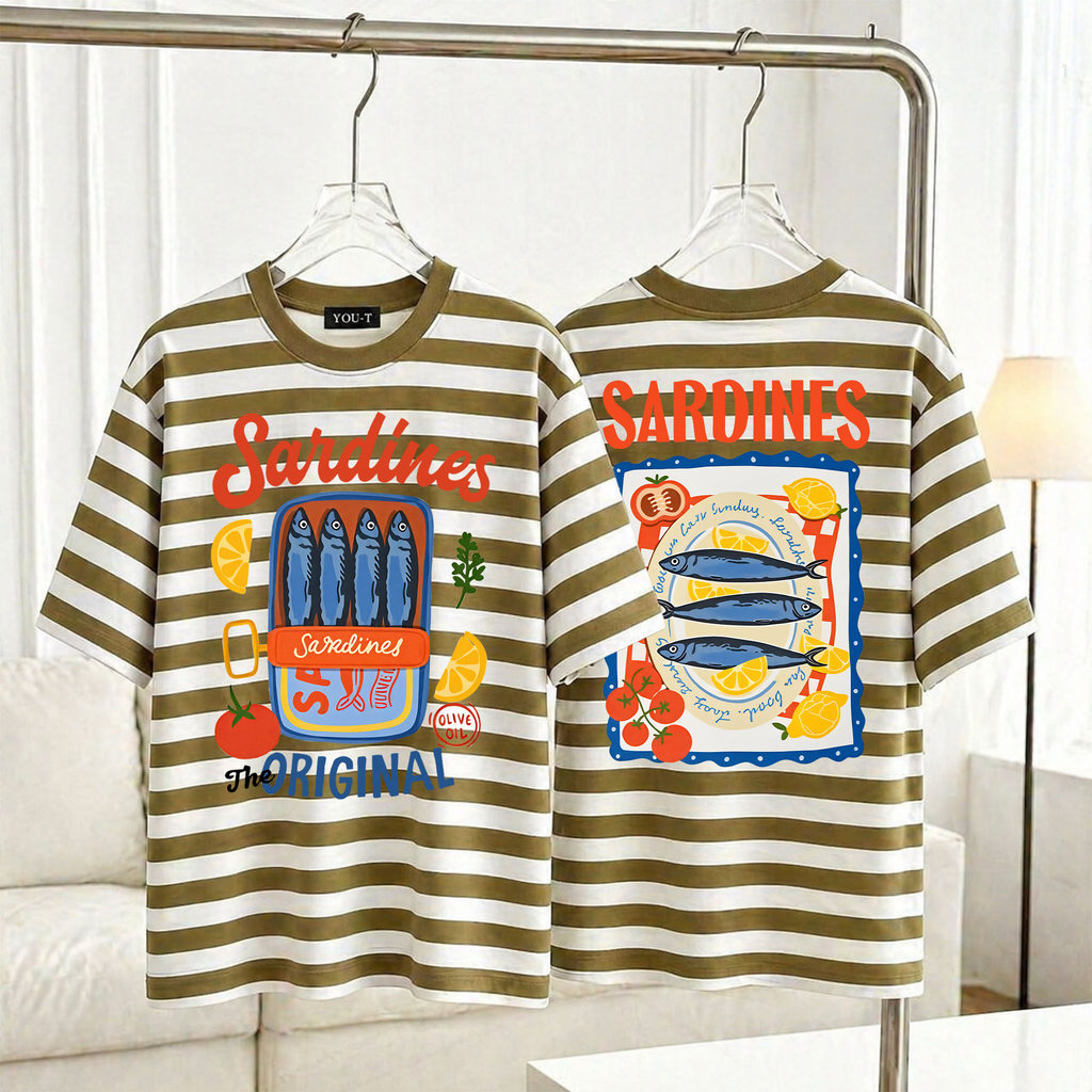 Sea.Tee [COD]เสื้อแฟชั่น แขนสั้น oversize ใส่สบาย 🔥เสื้อยืดลายทาง new 'SANDINES' 2026