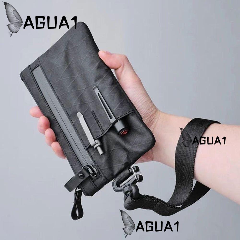 AGUA1 กระเป๋าสตางค์ฟังก์ชั่นผู้ชาย,ช่องภายนอกพร้อมสายรัดข้อมือซิปคลัทช์,All-in-One RFID Blocking Weatherproof Key Bag Travel