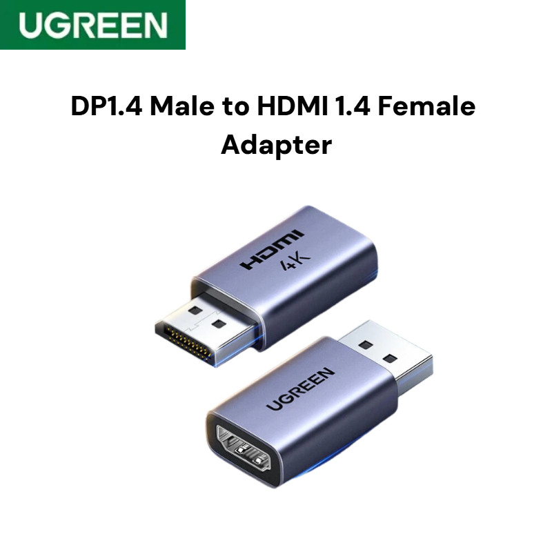 UGREEN อะแดปเตอร์ DP เป็น HDMI 4K HD ตัวแปลงวิดีโอชายกับหญิงสําหรับพีซีเดสก์ท็อปคอมพิวเตอร์จอภาพและโปรเจคเตอร์
