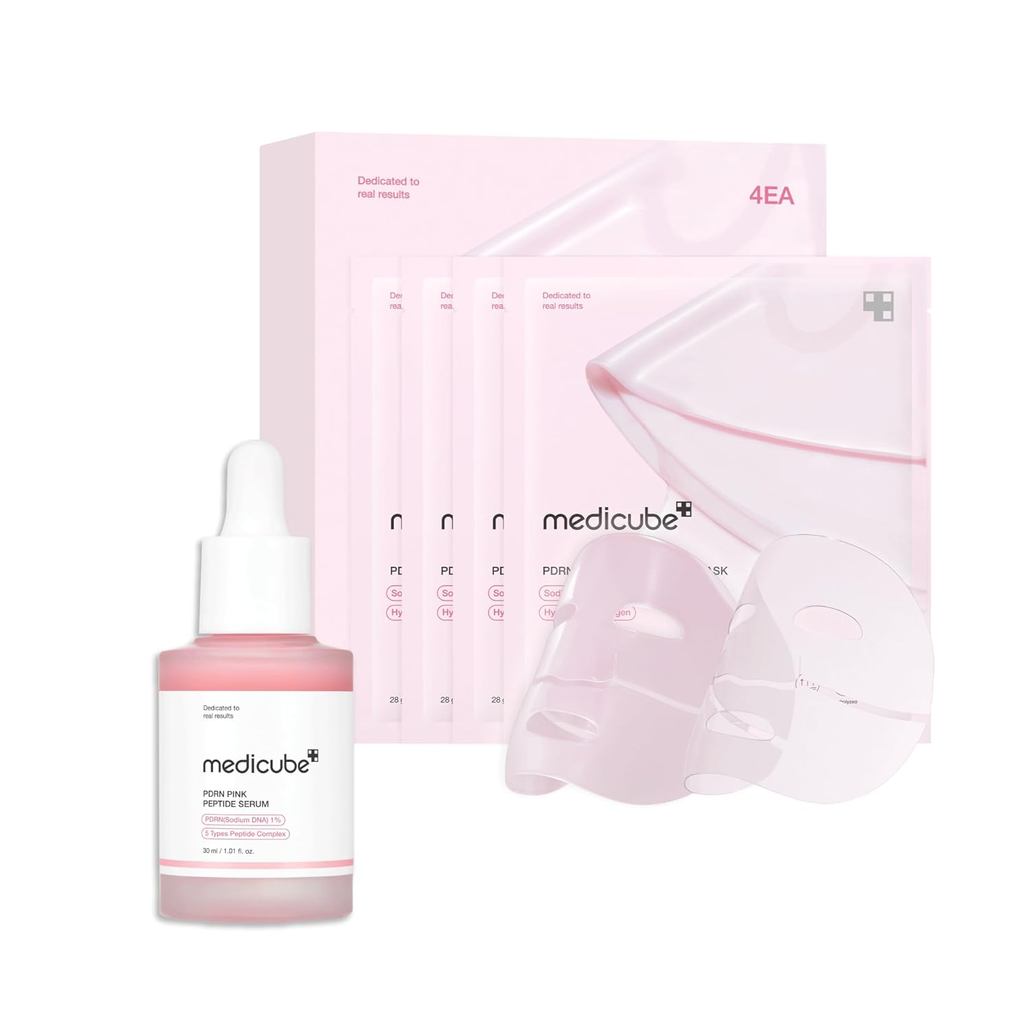 Medicube Salmon DNA PDRN Duo for Beginner: Salmon DNA PDRN มาส์กเจลเจลลี่คอลลาเจนสีชมพู (4ea) และ Sa