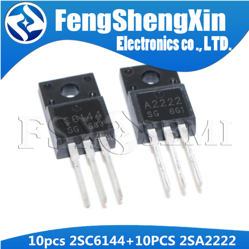20 ชิ้น/ล็อตใหม่ 2SA22 2SC6144 TO-220F (10 x A22 + 10 x C6144) Silicon PNP Power ทรานซิสเตอร์