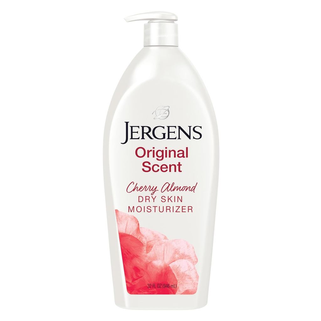 Jergens Original Scent Dry Body Lotion, Hand and Body Moisturizer, Cherry Almond Essence, Dermatolog