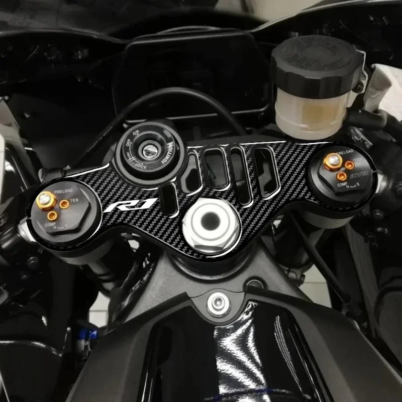 R1M รถจักรยานยนต์ Carbon-look Top Triple Clamp Yoke สติกเกอร์สําหรับ YZF R1 R1M 2015-2024