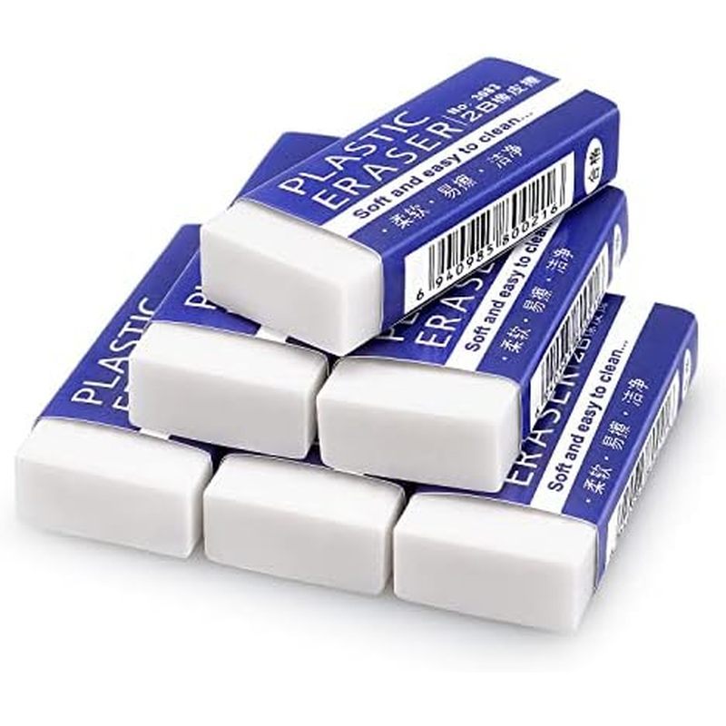 Tamaki 6 Pack Erasers, Large White Erasers for School Office, Art Eraser for Drawing