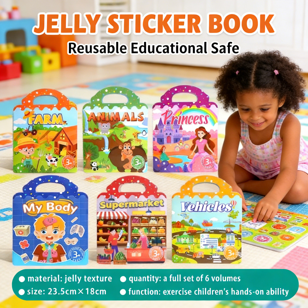 ของเล่น Ed Play Learn Fun Safe Early Non-Paste Kids Ed Sticker Book Reusable Tear-free 2-6