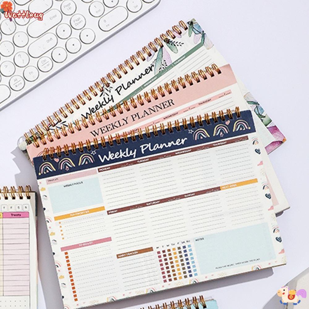 WATTLEUG To-do List Pad, Thicken Paper Coil Design Weekly Planner Notebook, 2025 52 หน้า Nordic Styl