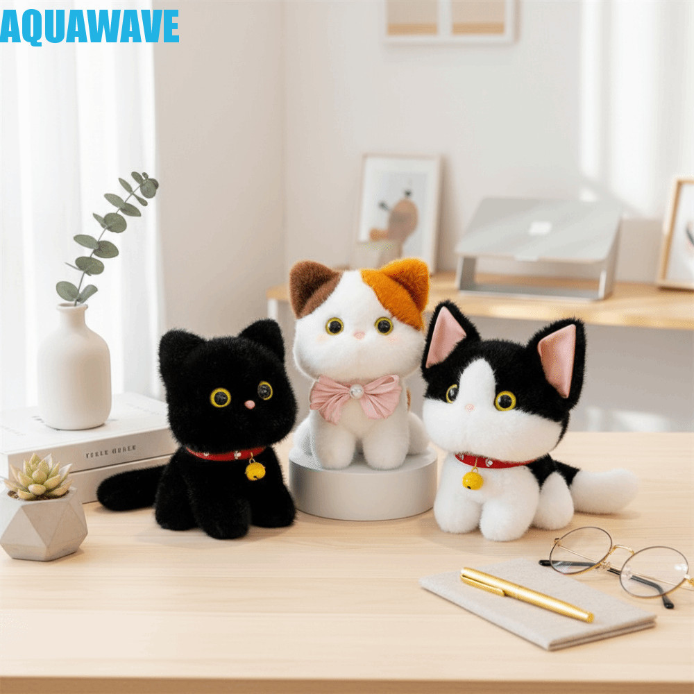 AQUAWAVE แมวสยาม Sanhua 23 ซม. ตุ๊กตาแมว Heterochromatic สําหรับตกแต่งเดสก์ท็อปและปาร์ตี้
