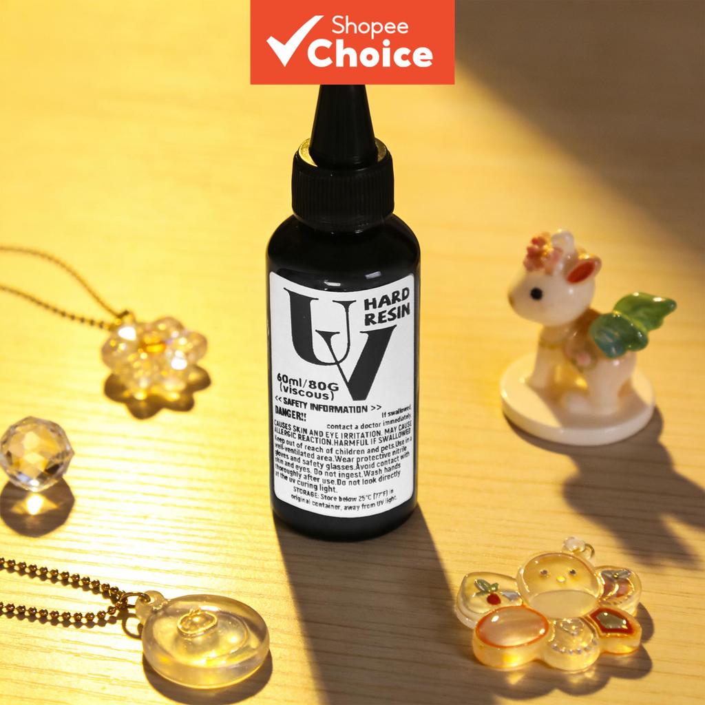กาวเรซินยูวี 60ml ความโปร่งใสสูงฟองฟรี DIY เครื่องประดับหัตถกรรมแม่พิมพ์หล่อ Hard UV Curing กาวอุปกรณ์ทําด้วยมือเครื่องประดับทํา