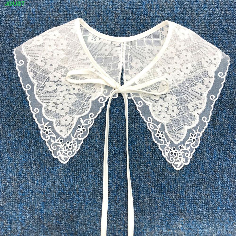 JOUST ลูกไม้ Neckline ผ้าฝ้าย Applique DIY ปักตกแต่งสําหรับผู้หญิงเครื่องแต่งกายเย็บ