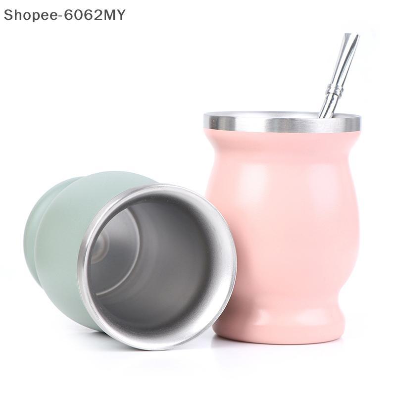 [หลัก] Yerba Mate Cup 304 สแตนเลส 8oz Argentine Yerba Mate Gourd With illas 6062MY