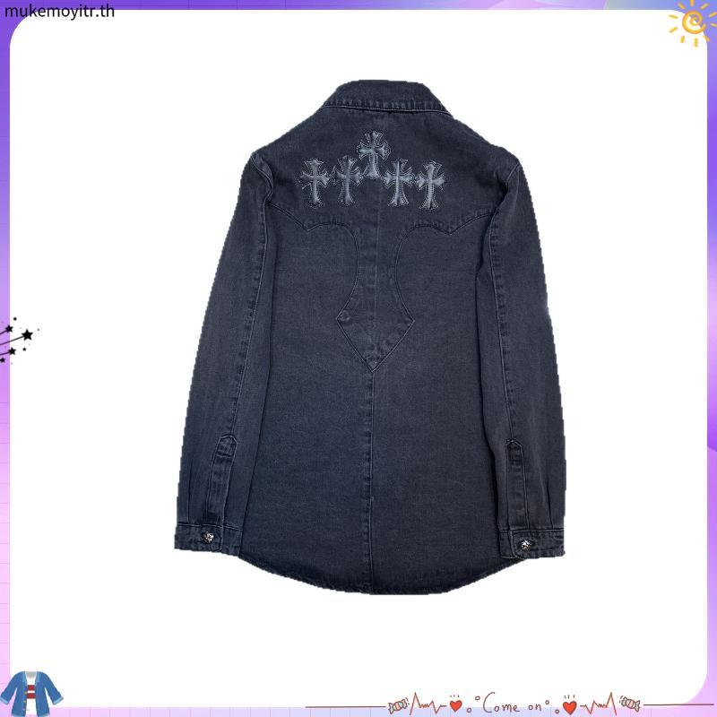 Chrome Hearts Chrome Hearts Chrome Hearts 2026 เสื้อแจ็คเก็ตยีนส์หนังไขว้ด้านหลัง