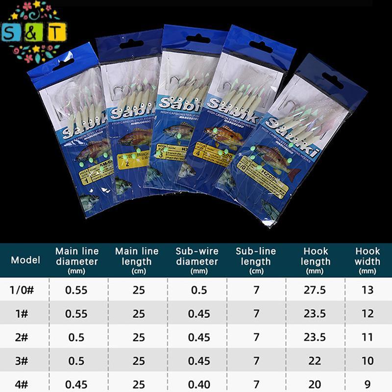 [S&T] 5 ชิ้นเหยื่อปลอมเลเซอร์ปลาผิวสเปน Maerel Hook Luminous Fishing Sabiki Rig String Hook สําหรับต