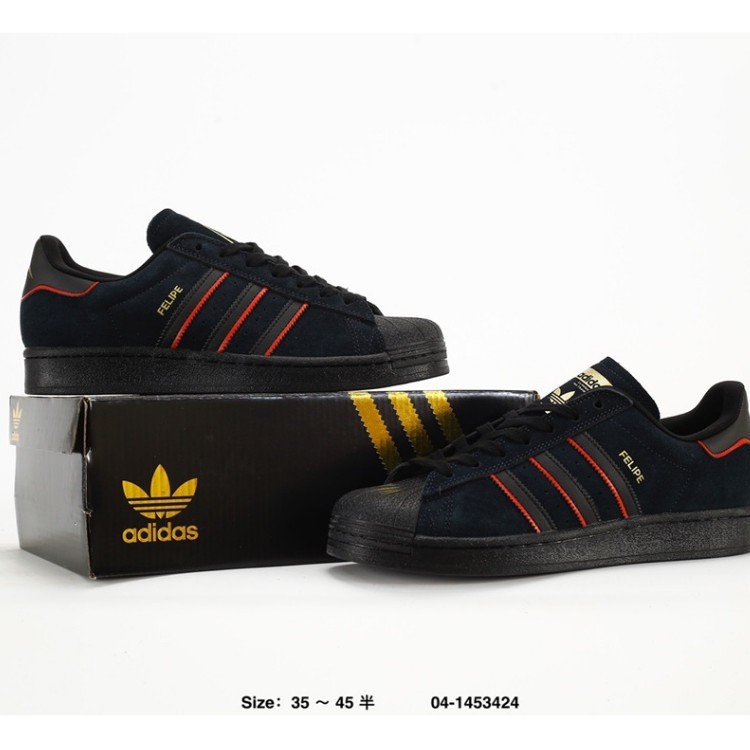 Felipe Gusto X adi*das superstar ดั้งเดิม adv Core Black รองเท้าผ้าใบลําลอง