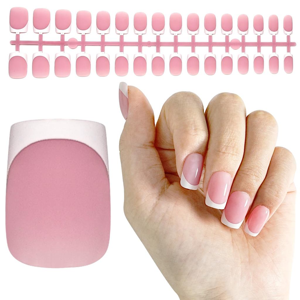 JODSONE French Nail Presser-15 ขนาดสีชมพู Medium Square French Point, Soft Gel Nail Point เล็บปลอมต่