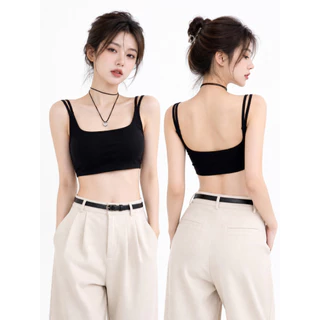 💥LoveIs Bra💥 (N1156) 🌟 Crop Bra สายคู่ ผ้าร่อง มีฟองน้ำในตัว ใส่สบาย