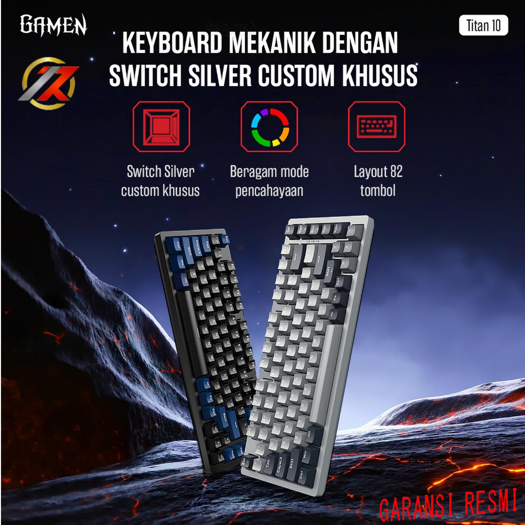 GAMEN TITAN 10 Layout 80% RGB Mechanical Gaming Keyboard | คีย์บอร์ดเกมกล GAMEN TITAN 10 RGB