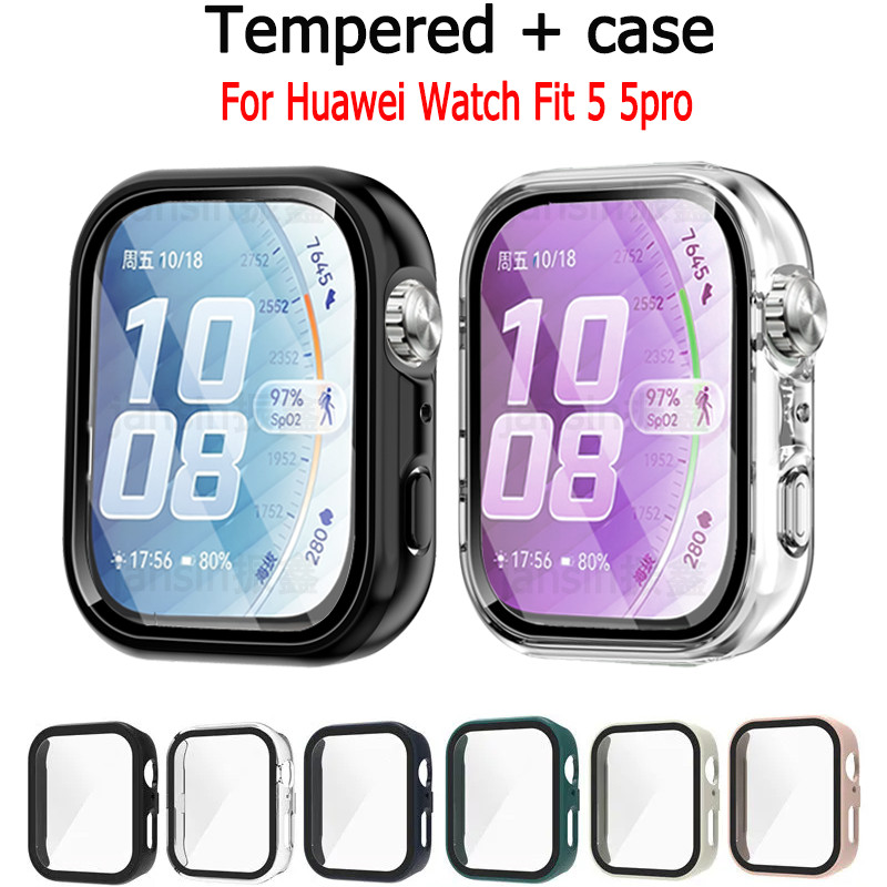 กรณีแก้วนิรภัย สำหรับ Huawei Watch Fit 5 5 Pro Full Cover PC Bumper Shell Cover สำหรับ Huawei Watch Fit 5 Pro