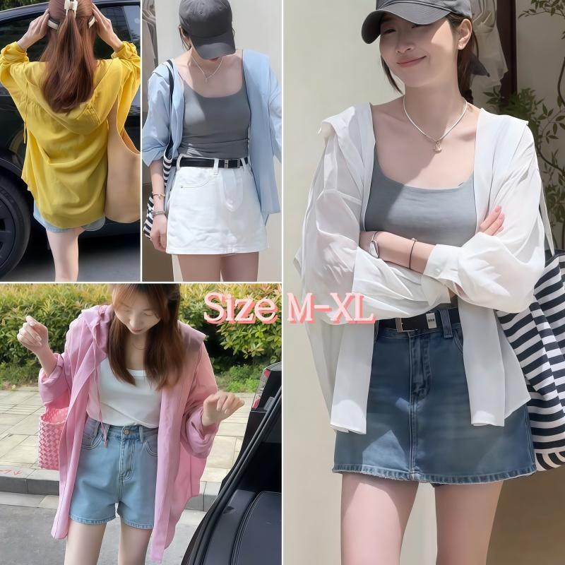 Dode99407#เสื้อแจ็กเก็ตแขนยาวมีฮู้ดสำหรับผู้หญิง น้ำหนักเบาและระบายอากาศได้ดี สไตล์ใหม่สำหรับฤดูใบไม้ผลิ/ฤดูร้อน ทรงหลวม