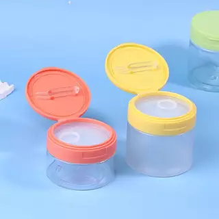 [Bestgogo-t] 200-350ml เมคอัพรีมูฟเวอร์ Pad Jar พร้อมแหนบรอบขวดคอนเทนเนอร์ใสขวดเปล่าปากกว้าง Flap ขวดโลชั่นเก็บ