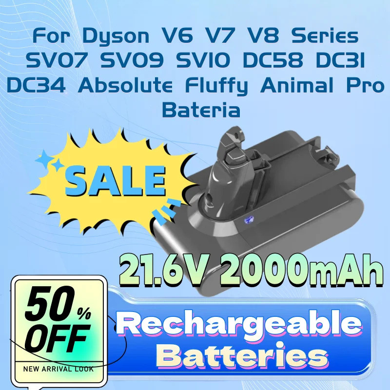 สําหรับ Dyson V6 V7 V8 Series SV07 SV09 SV10 DC58 DC31 DC34 Absolute Fluffy สัตว์ Pro Bateria ใหม่ 2