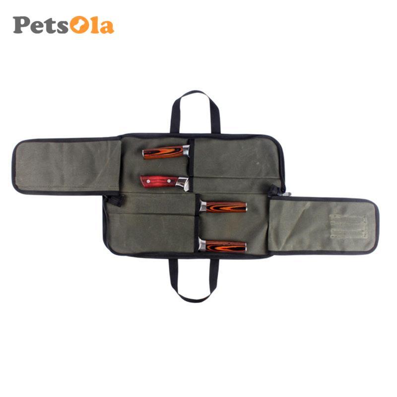 [Koolsoo2] Camping Tableware Storage Bag Canvas Chef Knife Bag for Camping Traveling
