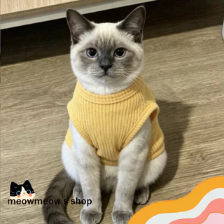 👕เสื้อแมวกันขนร่วง เสื้อกั๊กลายวาฟเฟิลบางเบา 😺สำหรับลูกแมว ฤดูร้อน ใส่สบายระบายอากาศ ⚡ พร้อมส่ง ส่งเร็ว ราคาคุ้มค่า