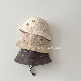 [3-12 เดือน] หมวกกันแดดเด็กฤดูใบไม้ผลิฤดูใบไม้ร่วง Pony ปักหมวก Little Month Age Baby Wear หมวกอ่างล้างหน้า Sun-Straw SM605