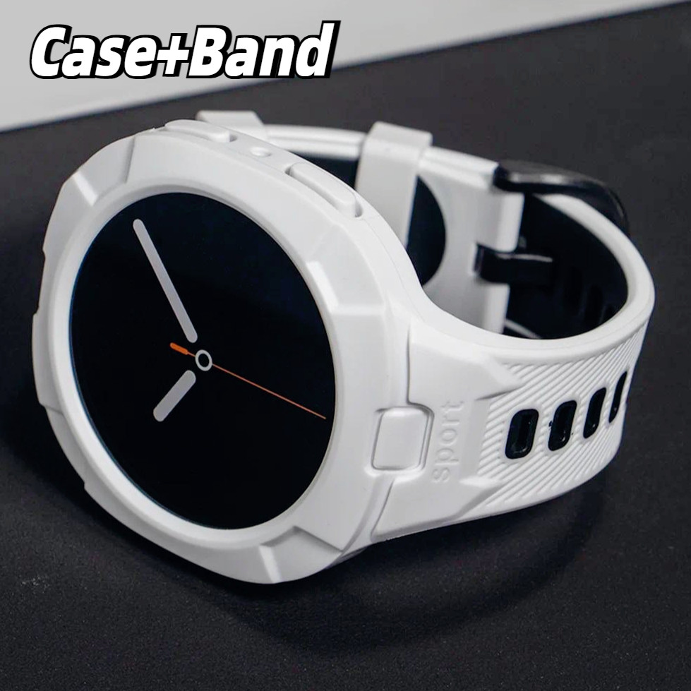 เคสทูโทน + สายรัดสําหรับ Samsung Galaxy Watch 8 44 มม.40 มม.สายกีฬาซิลิโคนสําหรับ Galaxy Watch 8 classic 46 มม.Correa กันชน