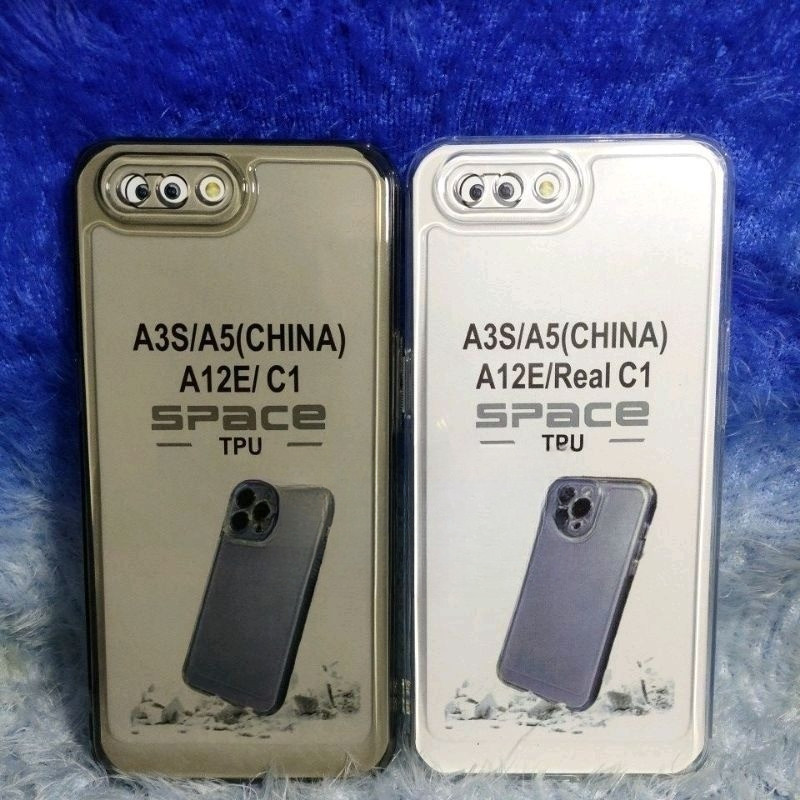 Original Space Transparent Case Realme C1/Opp A3S Silicone+Protec Camera สีดําใส