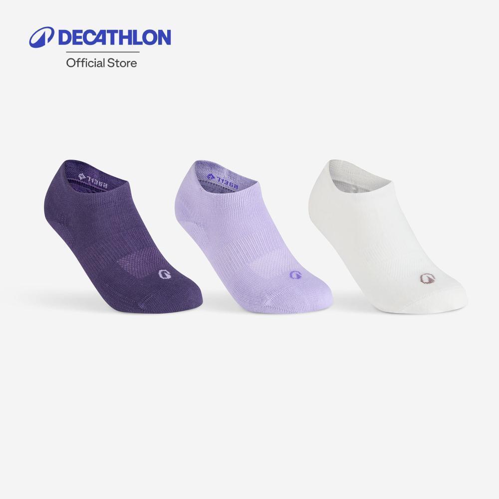 Decathlon Low Sports Socks Tri-Pack Rs 160 ถุงเท้ากีฬาหุ้มข้อรุ่น Rs 160 แพ็ค 3 คู่ - White/Purple