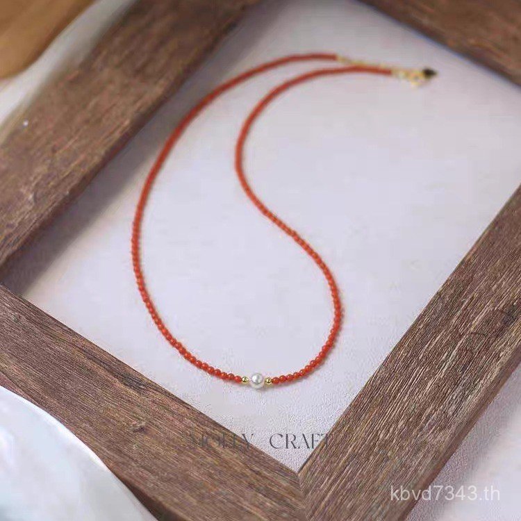 Benming ปีสีขาวคุณภาพสูงคุณภาพสูงโซ่เสื้อกันหนาว Niche สร้อยคอ Clavicle แฟชั่น 6a Red Agate หรูหราเร