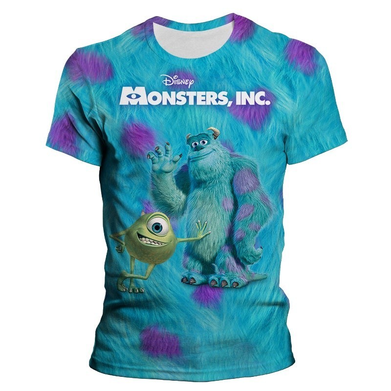 เสื้อยืดผู้ใหญ่แขนสั้นพิมพ์ลาย Monsters Inc Sully 3D