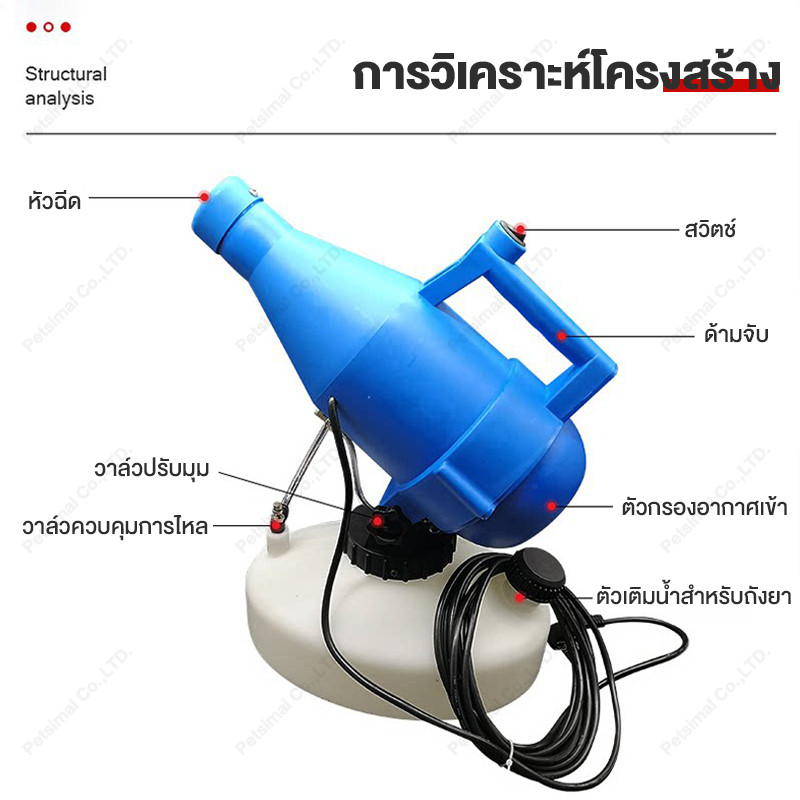4.5/5L เครื่องพ่นละอองฝอยแบบพกพา ใช้ไฟฟ้า พ่นละอองละเอียดเหมาะกับฆ่าเชื้อและรดน้ำพืช สเปรย์ฉีดฆ่าแมลง ใช้งานสะดวก
