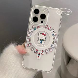 เคสโทรศัพท์แม่เหล็ก ลายเฮลโลคิตตี้ ใช้ได้กับ iPhone17/16/15/14ProMax/13Pro/12/11 คุณภาพสูง ป้องกันการตกกระแทกได้ดีเยี่ยม