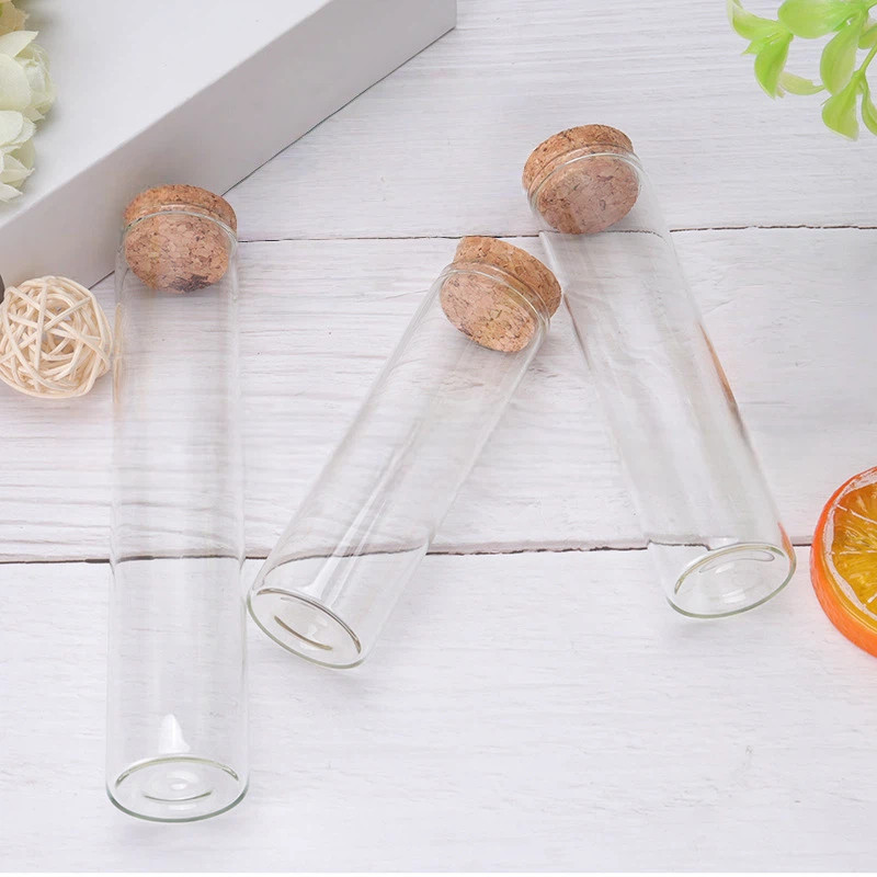 1 ชิ้น/เซ็ต 40/100/120 มม.ตรง-ปากไม้ Cork ขวดแก้วสําหรับ Wishing Drift ขวดดอกไม้ชาบรรจุภัณฑ์คอนเทนเนอร์