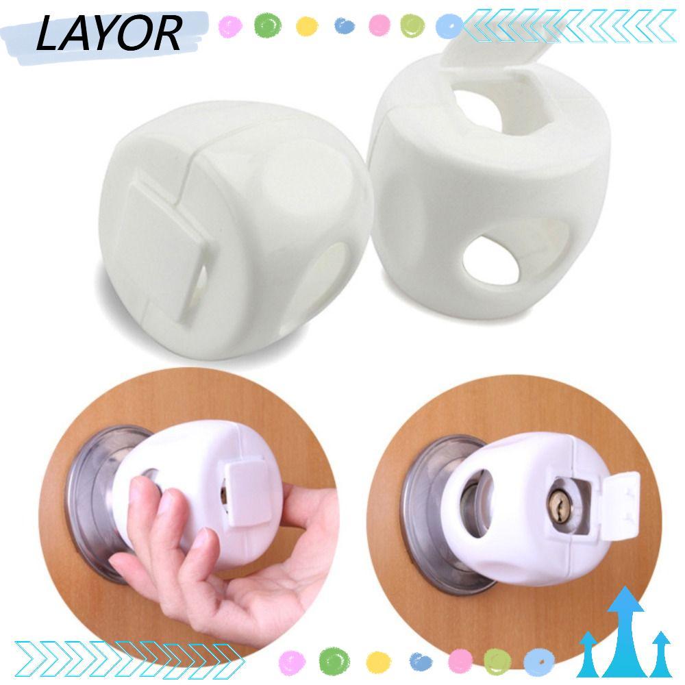 LAYOR ลูกบิดประตูเด็ก Proof Cover, สีขาว Childproof Baby Safety Door Knob Cover, Reusable PP Round Door Knob Locks