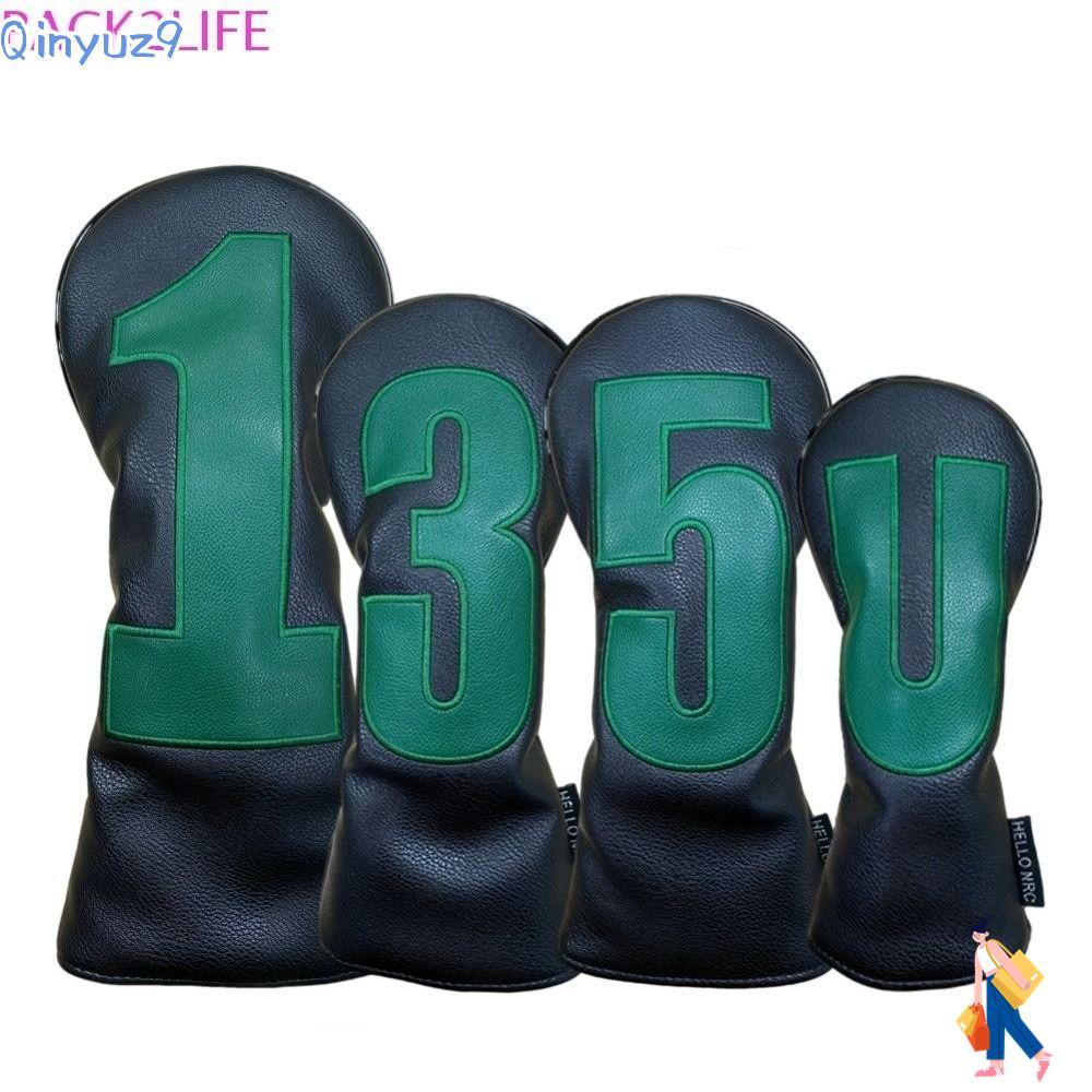 QINYUZ9 Golf Club Head, 1 3 5 U ปักแบบพกพากอล์ฟคลับ,ของขวัญมัลติฟังก์ชั่ PU หนังไดร์เวอร์ Fairway สํ