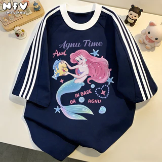 【จัดส่งตลอด 24 ชั่วโมง】NFV สไตล์เกาหลี💖เสื้อยืดเปล่า เสื้อยืดทรงหลวม ดีไซน์คลาสสิค ลายเงือกน้อย ระบายอากาศ YG307