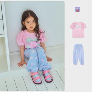 【พร้อมส่ง】「สินค้าลิขสิทธิ์แท้」IRIS KIDS BEBEBE 26ss IKS260416 Rosy Sky shirt/pants เสื้อผ้าเด็ก เสื้อแขนพอง กางเกงขายาว