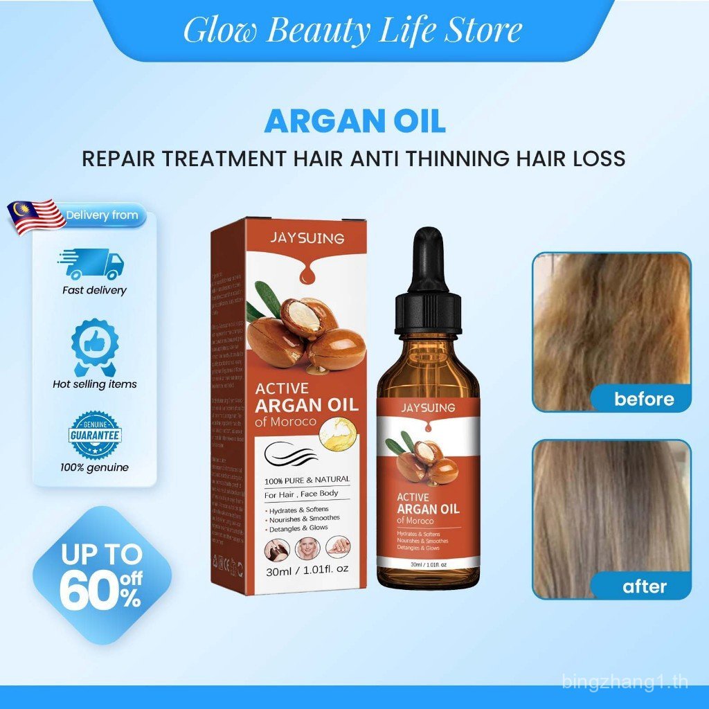 In Stockargan Oil 30ml น้ํามันอาร์แกนสําหรับผม Argan Oil Hair Serum Repair Treatment Hair Anti Thinn