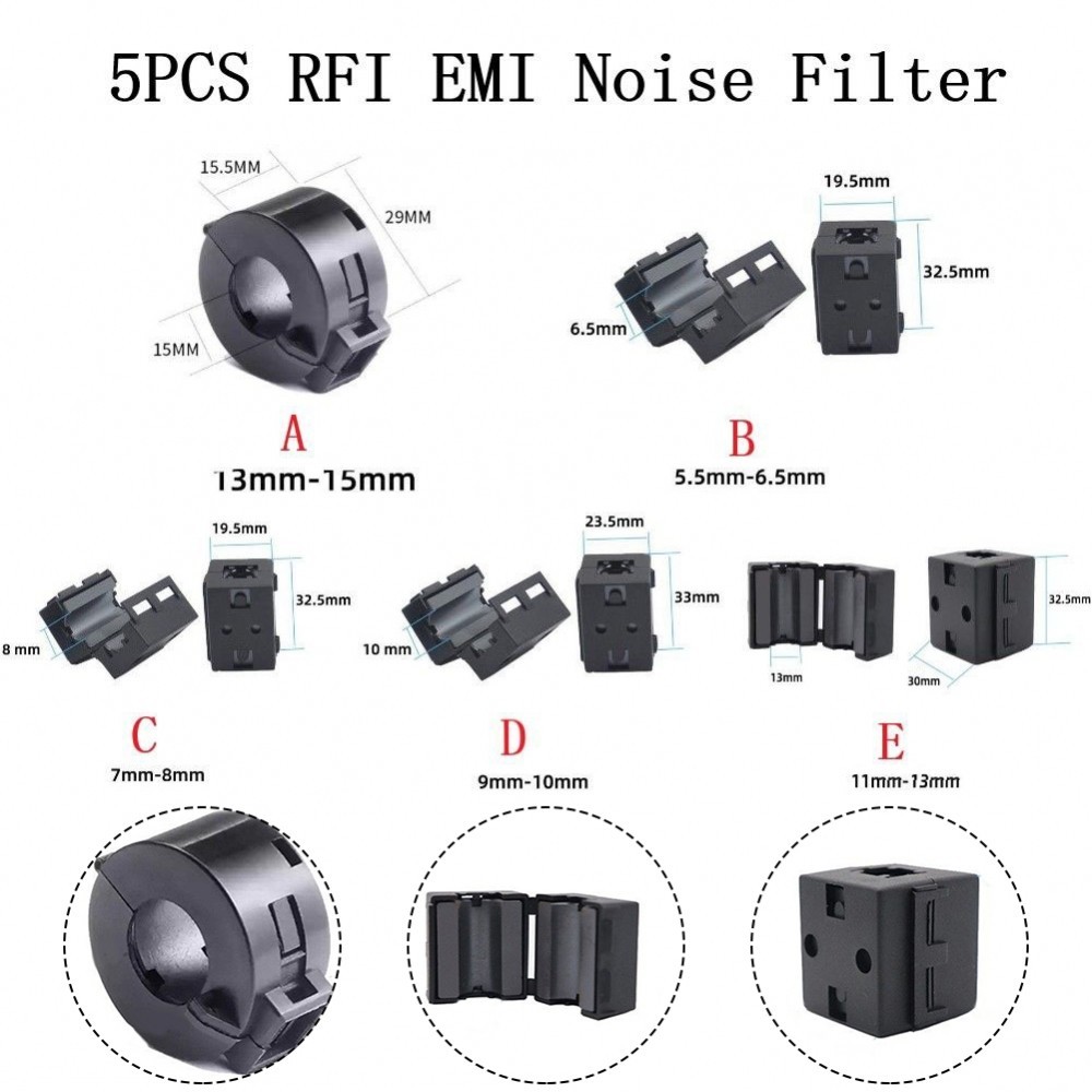 Optimal Performance 5PCS TDK สีดํา Clipon RFI EMI Noise Filter Ferrite Core แหวน