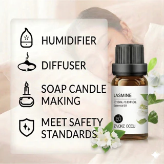 Aliztar 100% Jasmine Essential oil 10 ml. น้ำมันหอมระเหย มะลิ - น้ำมันหอมอโรม่า ออยโอโซน น้ำมันหอมธรรมชาติ เตาอโรมา เ...